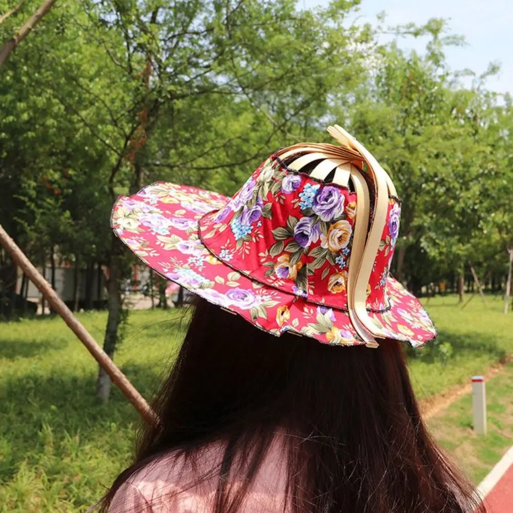Women’s Folding Handmade bamboo fan hat