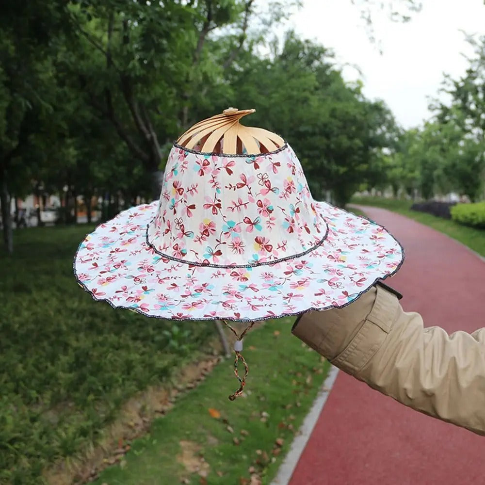 Women’s Folding Handmade bamboo fan hat
