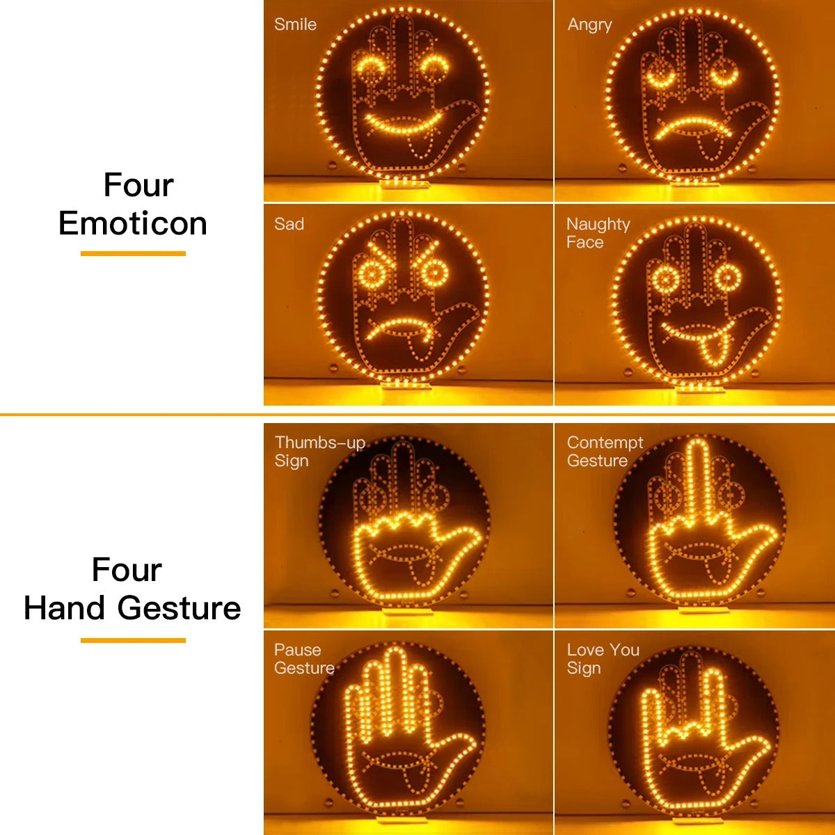 Car Finger Expression LED Light (Remote Controlled)