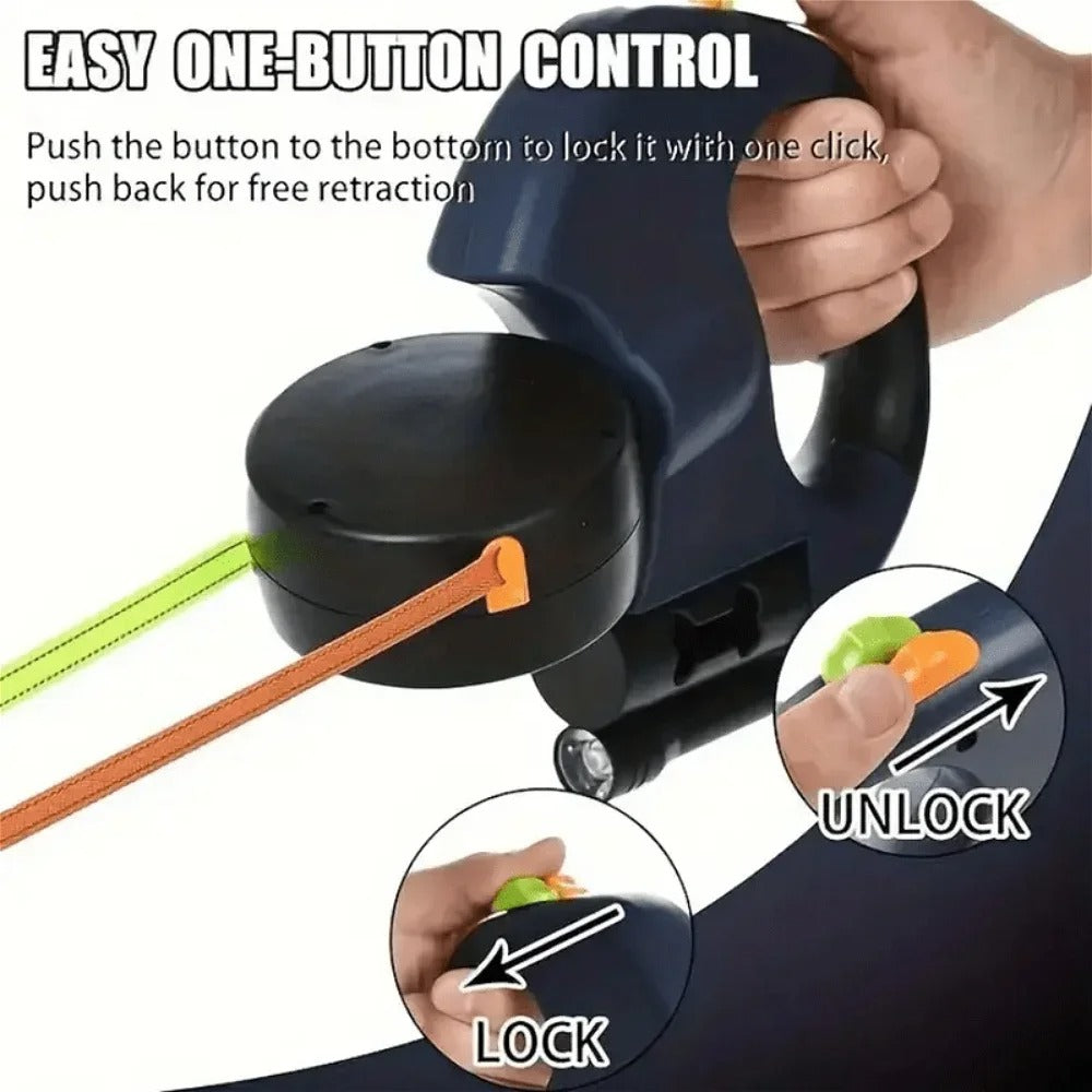 Retractable Dual Doggie   with LED Light